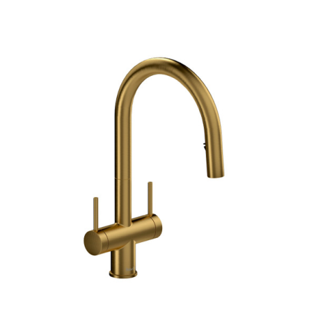 Riobel Azure 2 Handle Kitchen Faucet Brushed Gold AZ801BG -